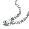 925 Sterling Silver Plated 6mm Belcher Chain Necklace with a Green Filigree Locket - USA Made - Modz Designs