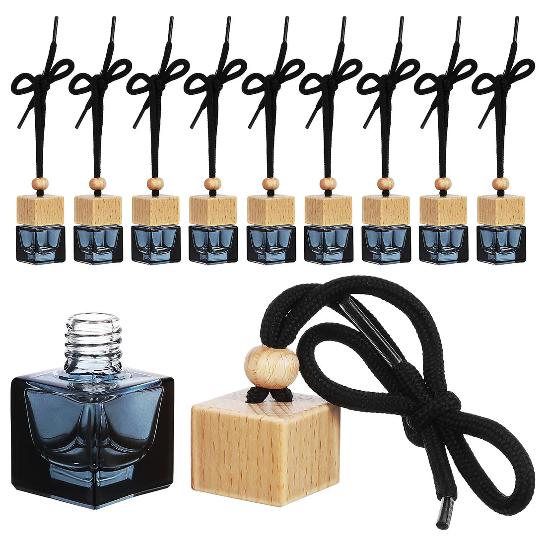 NNEOBA 10PCS Hanging Car Perfume Bottle Diffuser–Ornament Black displayed in a stylish layout.