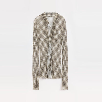 "Fashion Archive" Retro Plaid Light Gauze Cool Slim Shirt - Modz Designs