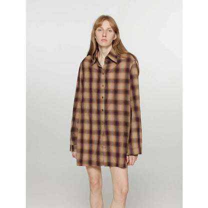 "Tea Grid" high-quality high-count cotton loose retro plaid shirt - Modz Designs