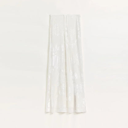 "Seville" bias-cut fishtail midi skirt in burnt pattern material - Modz Designs