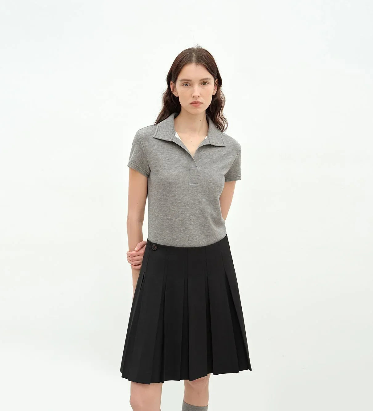 "Dublin" Lapel Straight Shoulder Slim Fit Short Sleeve T-shirt Tops Women - Modz Designs