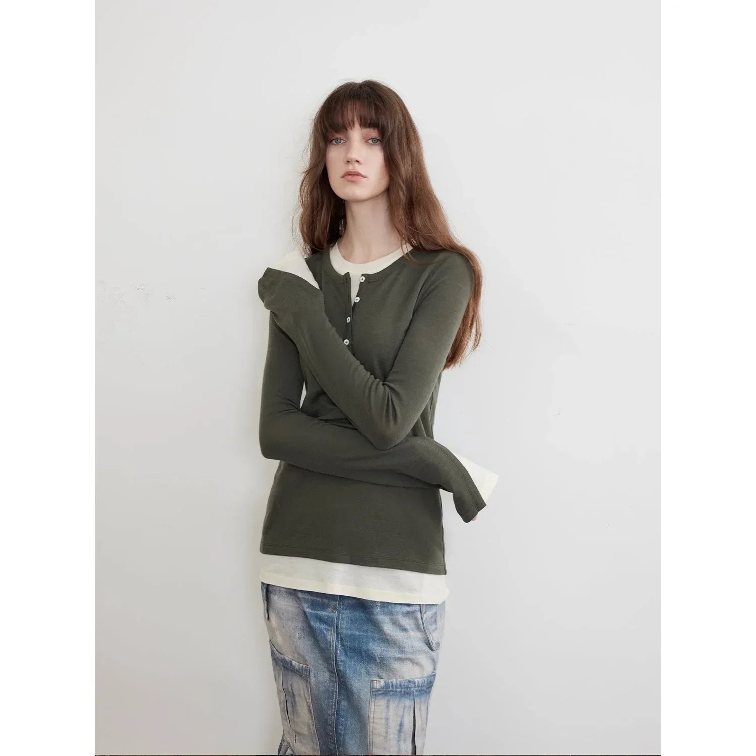 "Letter from Munich" elastic skin-friendly all-wool sweater women&
