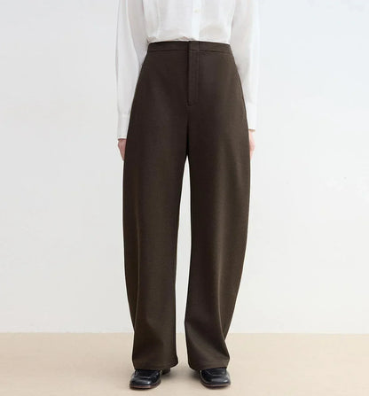 "Nostalgic Stroll" Wool Blended High Waist Curved Scimitar Casual Pants for Women - Modz Designs