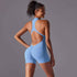 NNEDSZ Size M Light Blue High-Impact Seamless Bodysuit - Nude Feel Yoga & Fitness Romper