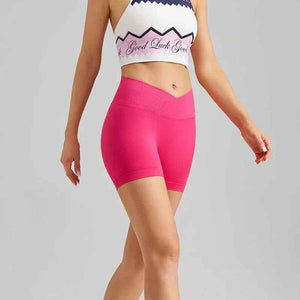 Rose Red Seamless Yoga Shorts – High Waist & Tummy Control