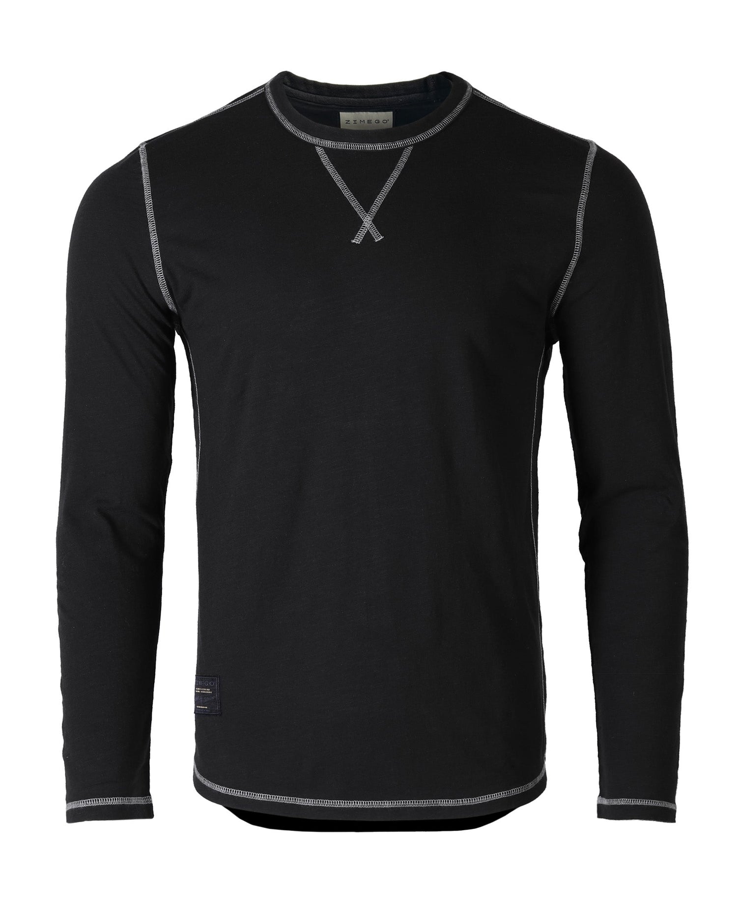 Signature Classic Long Sleeve Crew Neck T-Shirt for Men in black with contrast stitching and a modern fit.