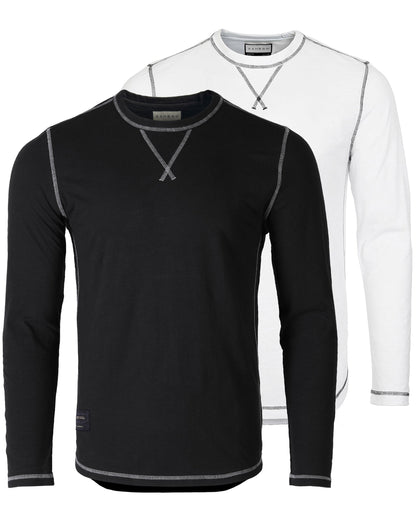 Signature Classic Long Sleeve Crew Neck T-Shirt for Men in black and white colors, showcasing modern design and comfort.