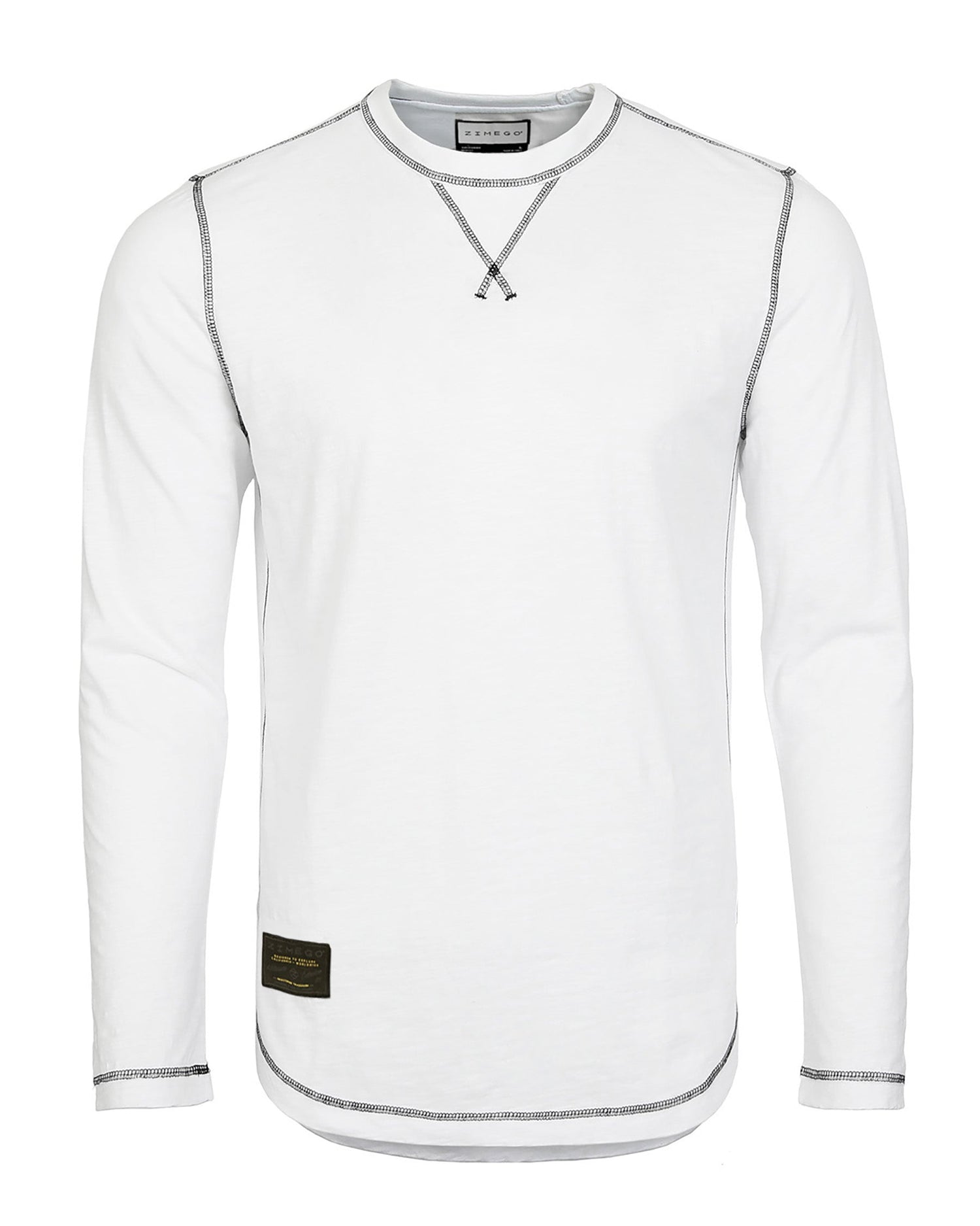Signature Classic Long Sleeve Crew Neck T-Shirt for Men in white with contrasting stitching.
