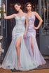 mermaid sequin floral Gown featuring a strapless neckline, showcasing two models in elegant designs.