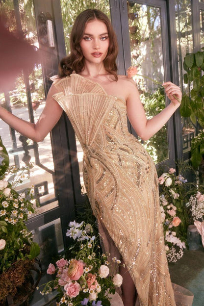 One Shoulder Beaded Evening Gown - Modz Designs