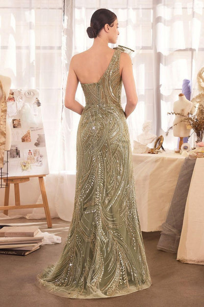 One Shoulder Beaded Evening Gown - Modz Designs