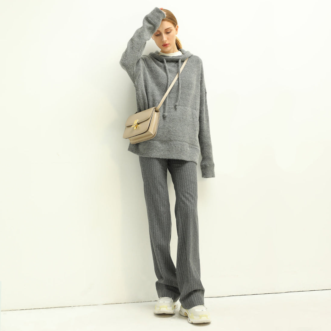 All-Around Warm Striped Grey Wool Pants