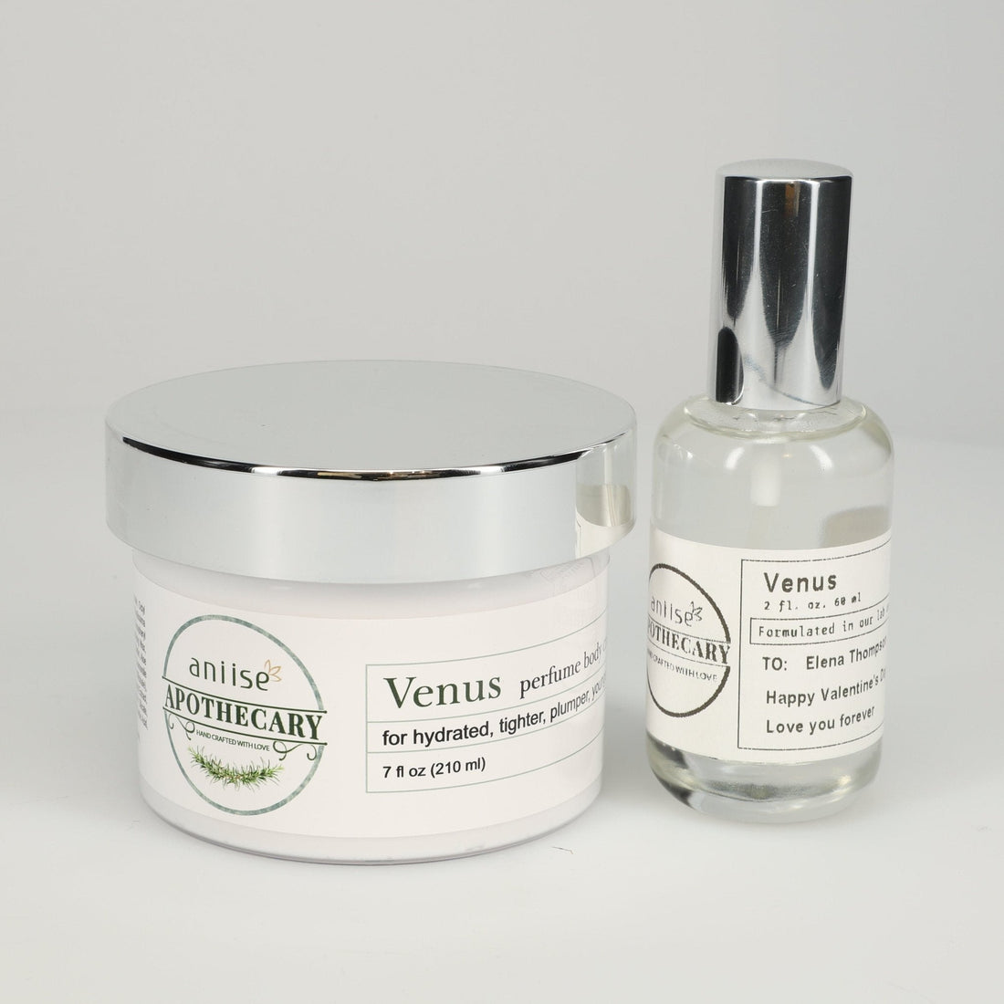 Apothecary Fragrance Oil/Perfume Body Cream Set featuring Venus perfume body cream and fragrance oil.