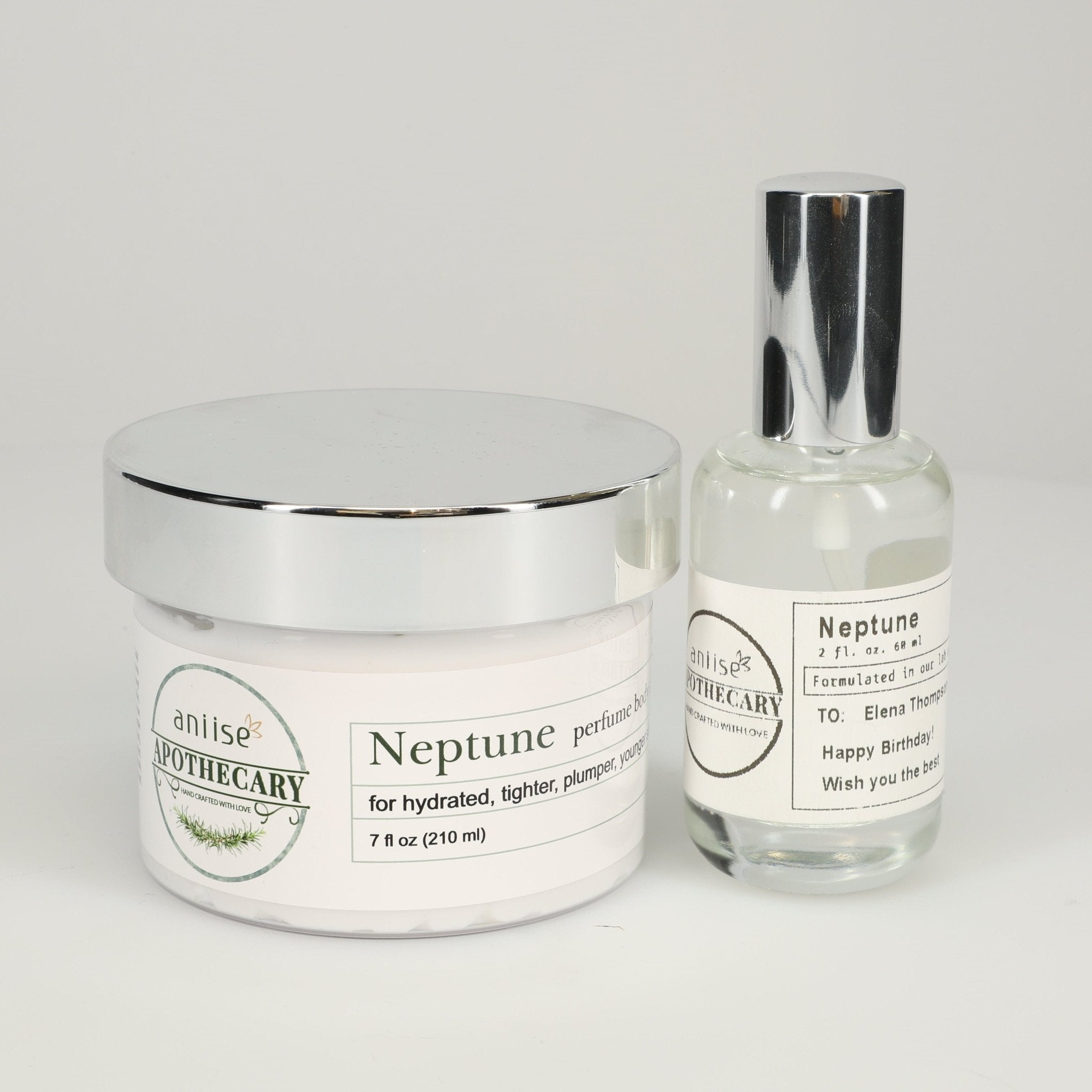 Apothecary Fragrance Oil/Perfume Body Cream Set featuring Neptune body cream and fragrance oil.