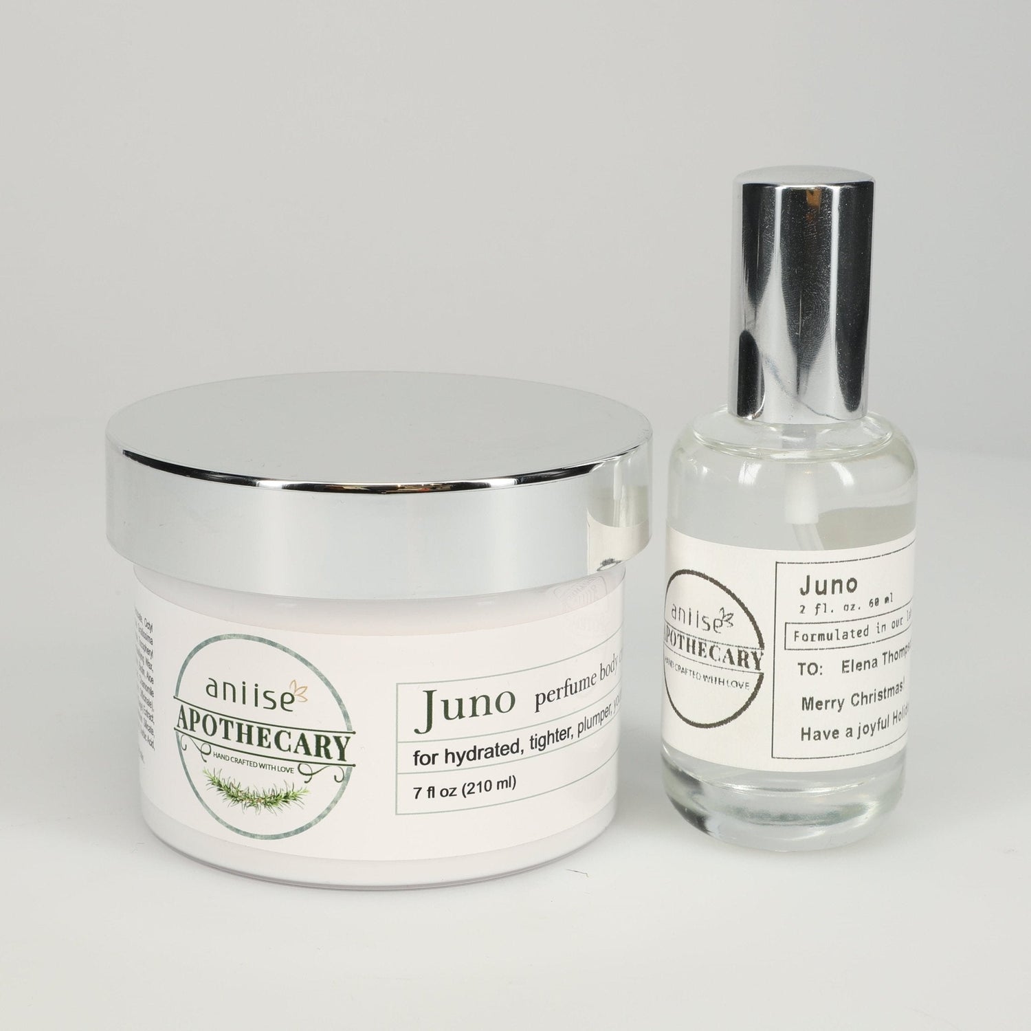 Apothecary Fragrance Oil/Perfume Body Cream Set featuring Juno perfume body cream and fragrance oil.