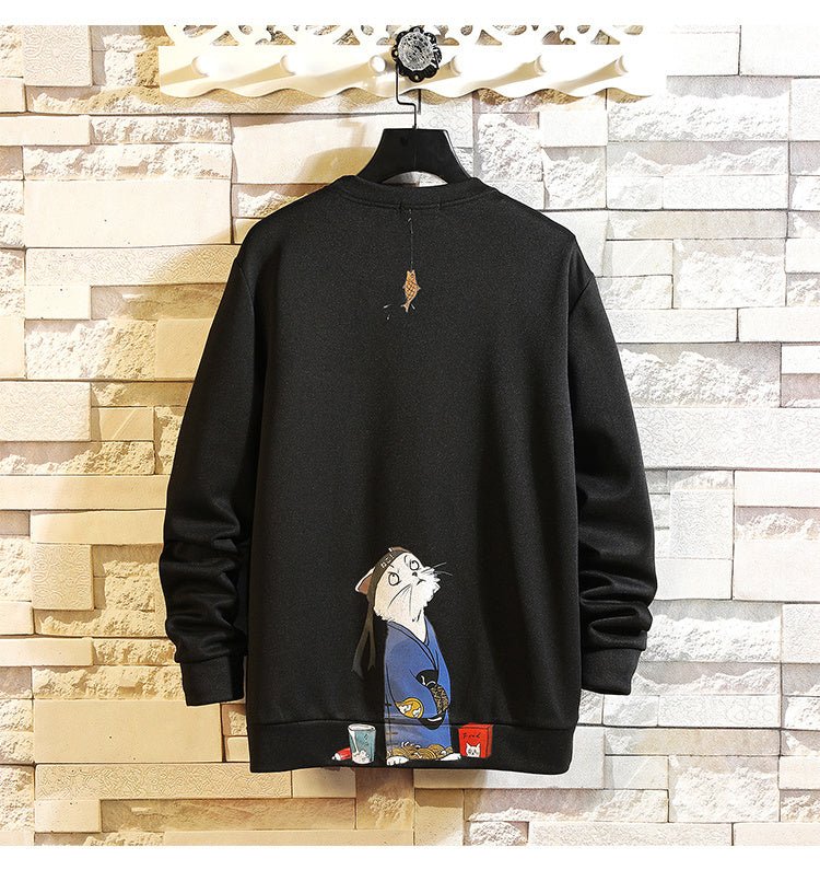 Autumn Funny Sweatshirts Anime Print Hoodies Men Casual Sweatshirt Japanese Hip Hop Streetwear Mens White Fashion Pullovers 5XL back view