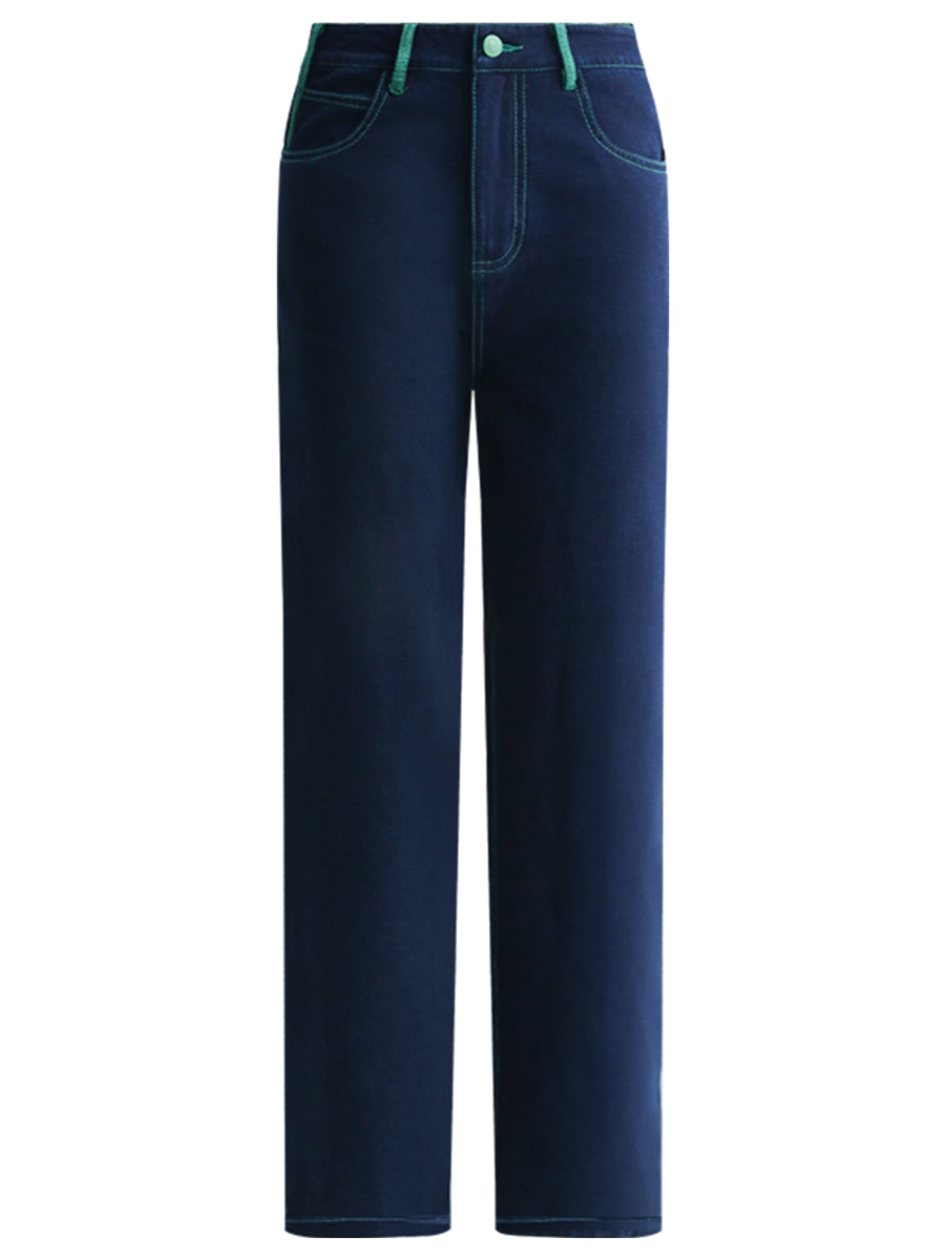 Contrast Stitch High-waist Navy Jeans - Modz Designs