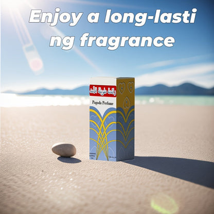 Roller Perfume Oil Long Lasting Floral Fragrance displayed on a beach with a scenic background.