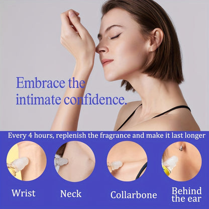 NNETM Long-Lasting Lost Roll-On Perfume Oil for Women being applied on wrist and neck for a lasting sweet scent.