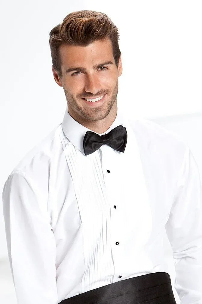 "Enzo" White Pleated Laydown Tuxedo Classic Fit Shirt - Modz Designs