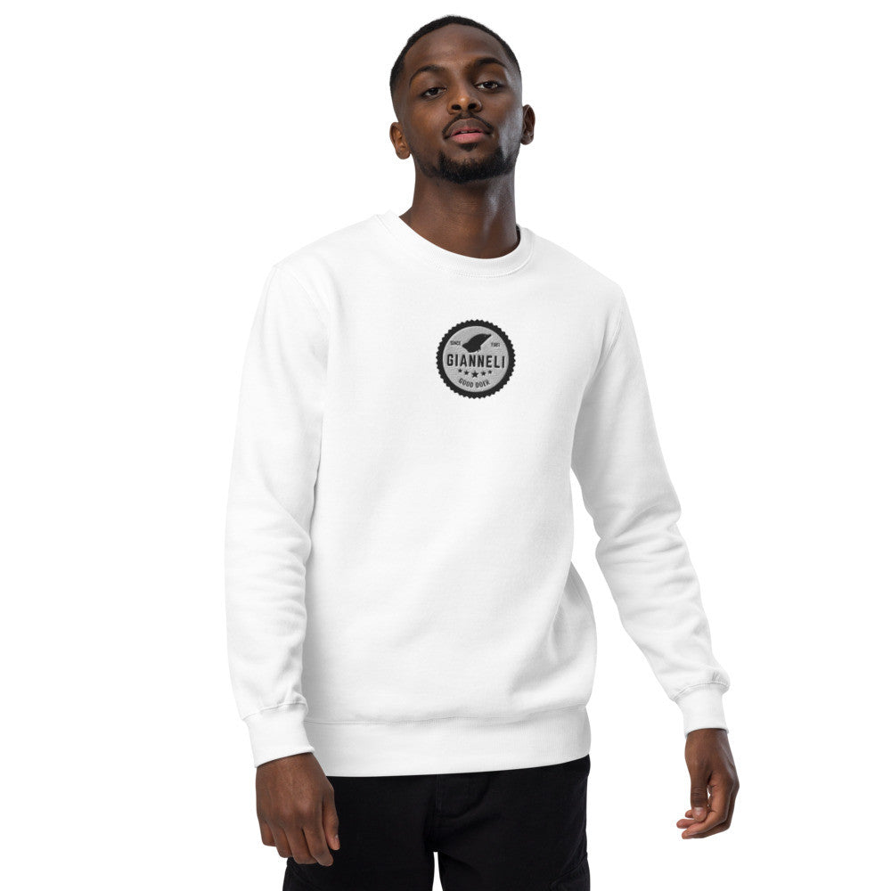 Gianneli Unisex Fashion Sweatshirt displayed on a model in white, showcasing style and comfort.