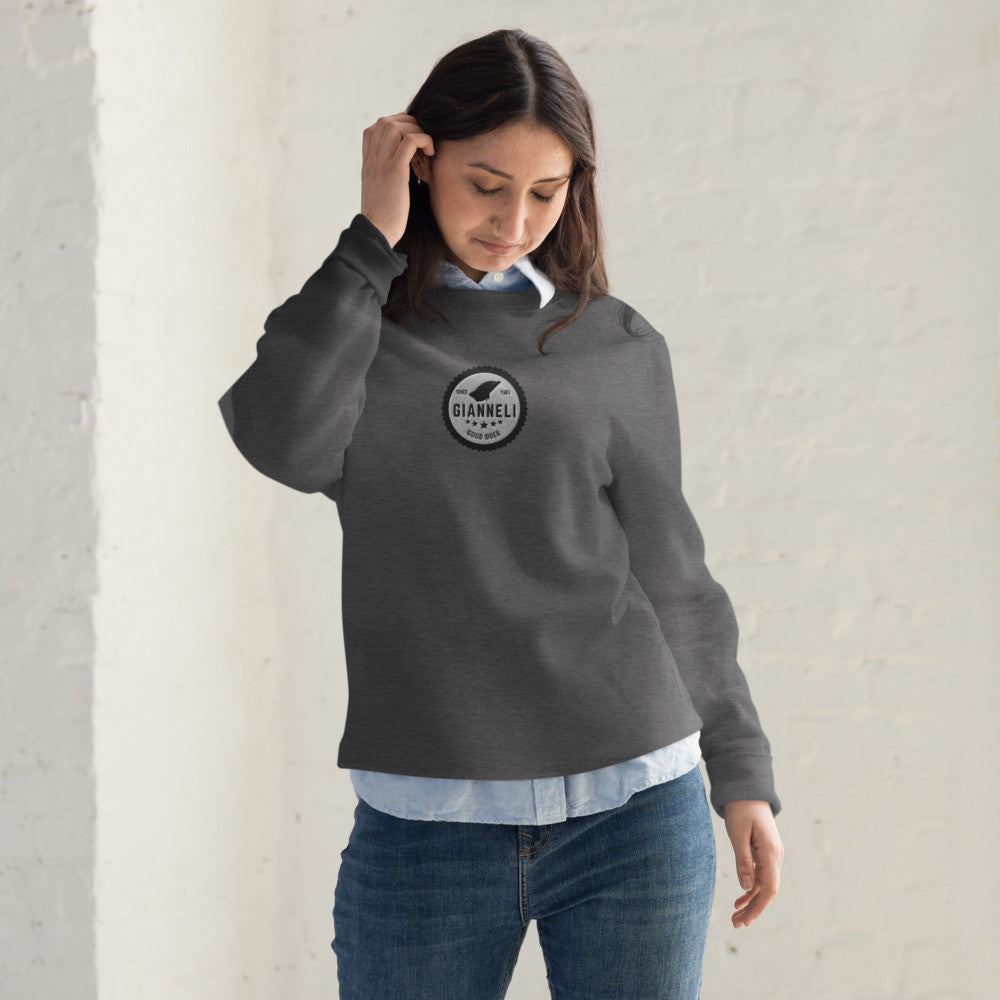 Woman wearing a Gianneli Unisex Fashion Sweatshirt with a stylish design and comfortable fit.
