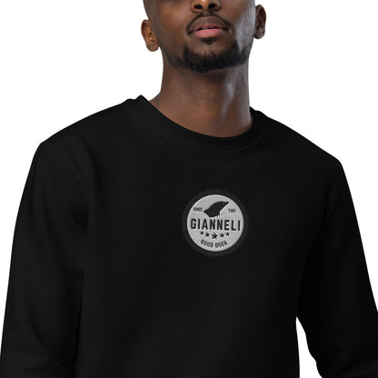 Gianneli Unisex Fashion Sweatshirt featuring a classic logo on a black background, perfect for style and comfort.