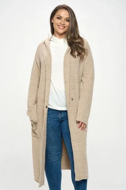 Taupe Knit Open Front Cardigan Sweater - Modz Designs
