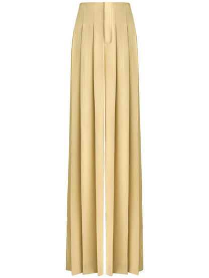 High Waist Pleated Wide Leg Beige Pants - Modz Designs