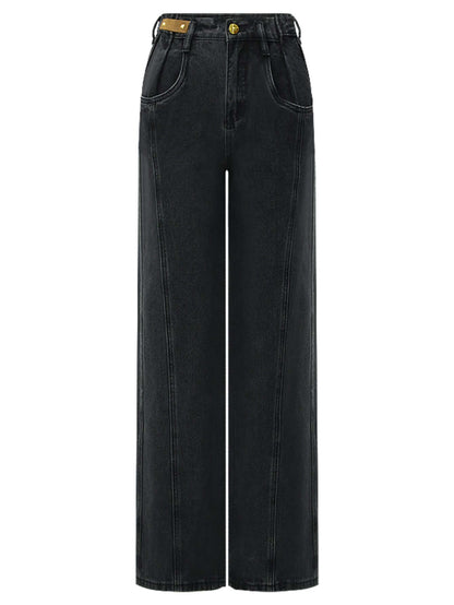 High Waist Straight Leg Black Jeans - Modz Designs