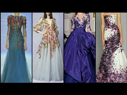 3-D Flower Applique Glitter Mesh A-line Dress w/ Embroidery and Sequin