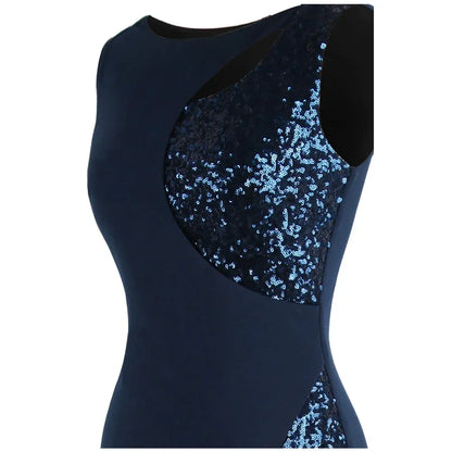 Splicing Sequin Evening Dress Slit Gradient Evening Dress Long Royal Blue - Modz Designs