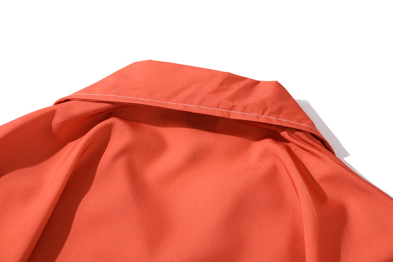 Summer Lion Print Orange Beach Hawaiian Aloha Shirts Mens Casual Short Sleeve Shirt Camisas Fashion Shirts Tops collar detail