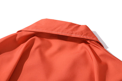 Summer Lion Print Orange Beach Hawaiian Aloha Shirts Mens Casual Short Sleeve Shirt Camisas Fashion Shirts Tops collar detail