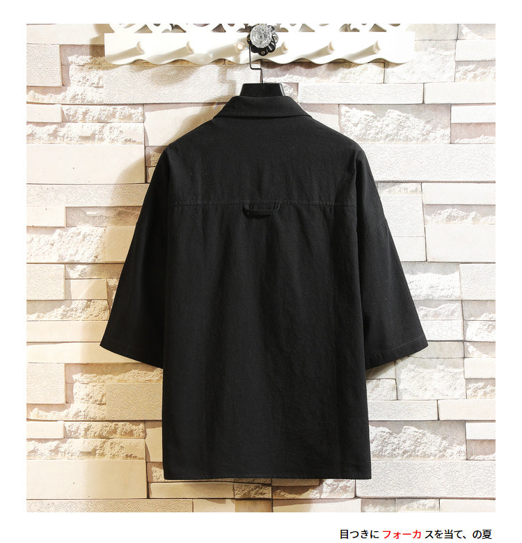 Back view of a black cotton oversized military men&