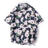 Summer Hip Hop Tops Korean Full Flowers Print Yellow Shirt Fashion Holiday Casual Mens Short Sleeve Hawaiian Shirts