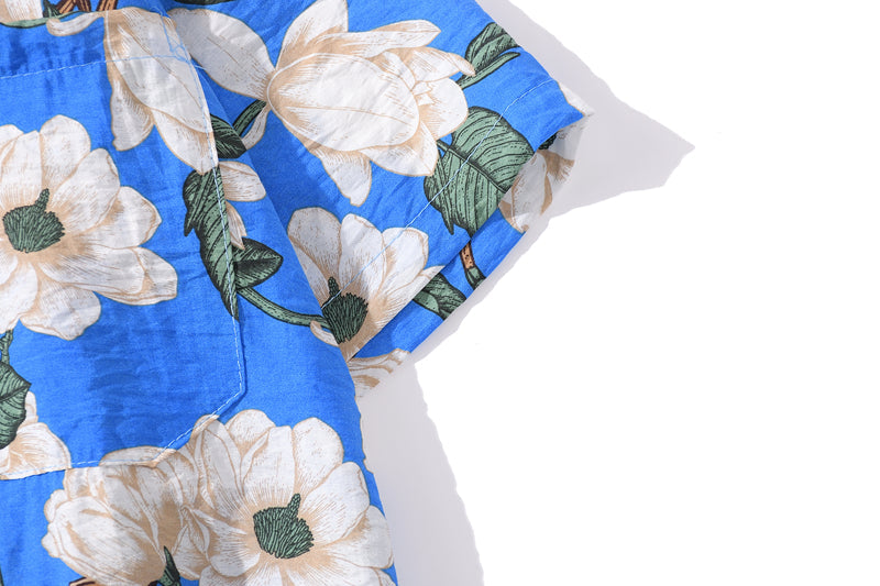 Summer Hip Hop Tops Korean Full Flowers Print Yellow Shirt Fashion Holiday Casual Mens Short Sleeve Hawaiian Shirts