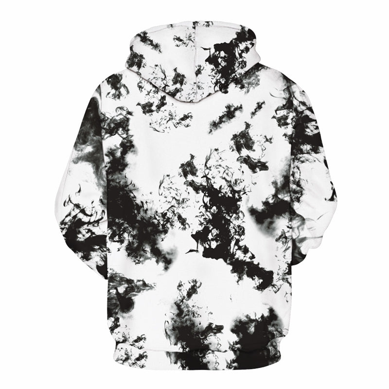 New Fashion Women Men Crying Alien 3D Printed Sweatshirts black and white abstract design hoodie back view