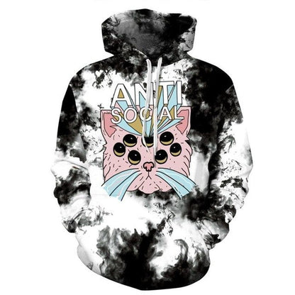 New Fashion Women Men Crying Alien 3D Printed Sweatshirts with unique cat design and bold colors.